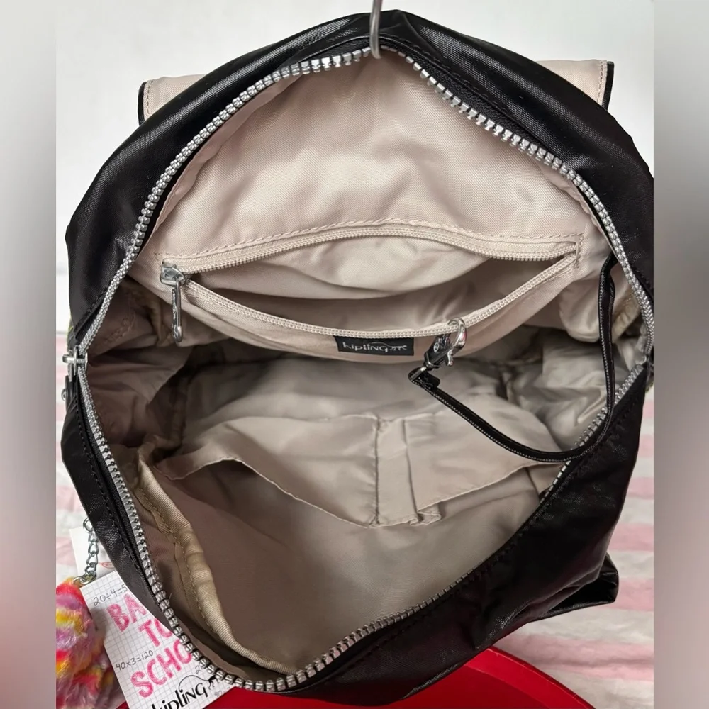 Kipling Rainbow Stitch Ravier DayPack Backpack in Black Style  BP4154 LQR NWT